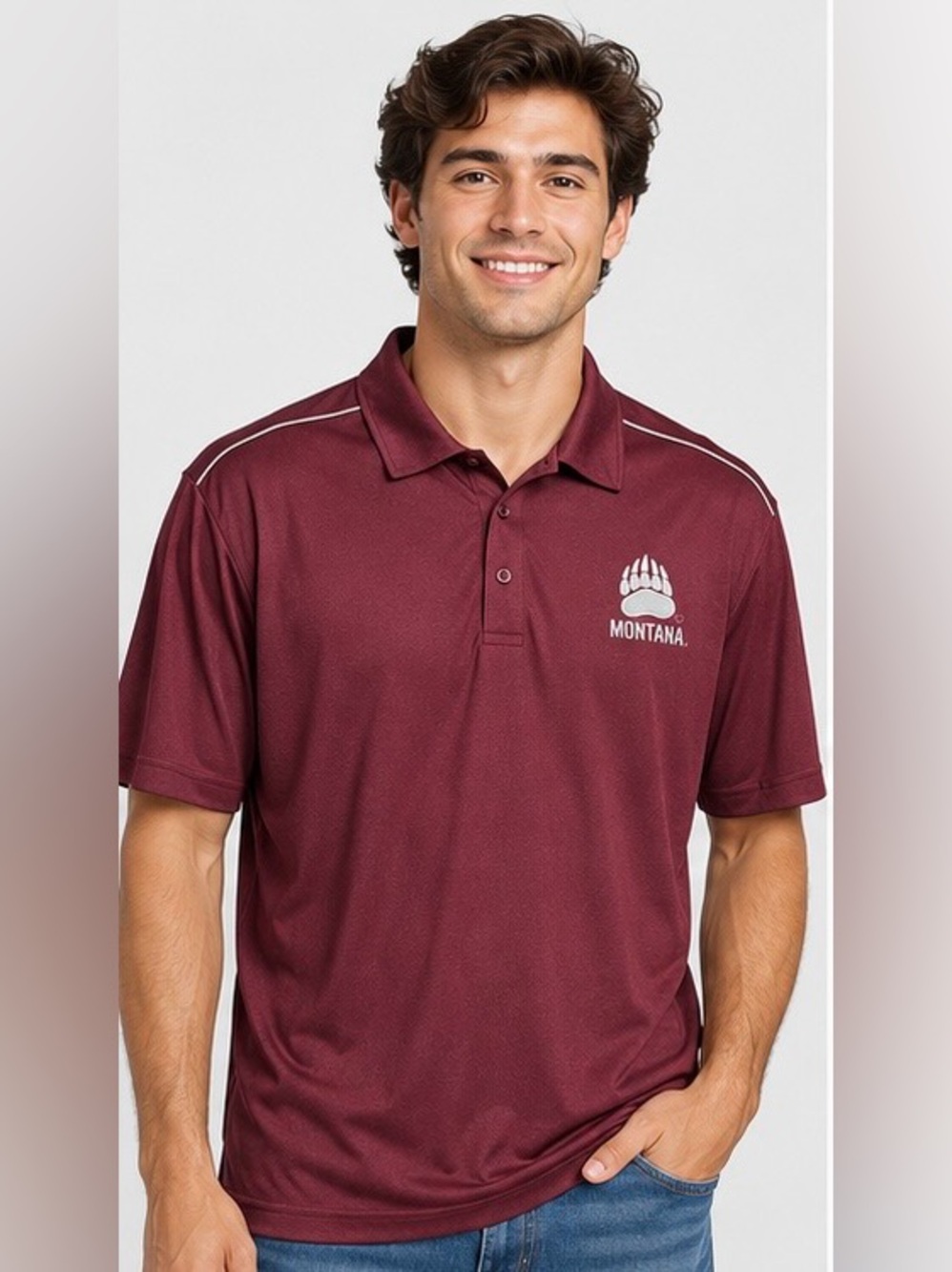 Colosseum Montana Grizzlies Polo Men's Large Maroon Short Sleeve